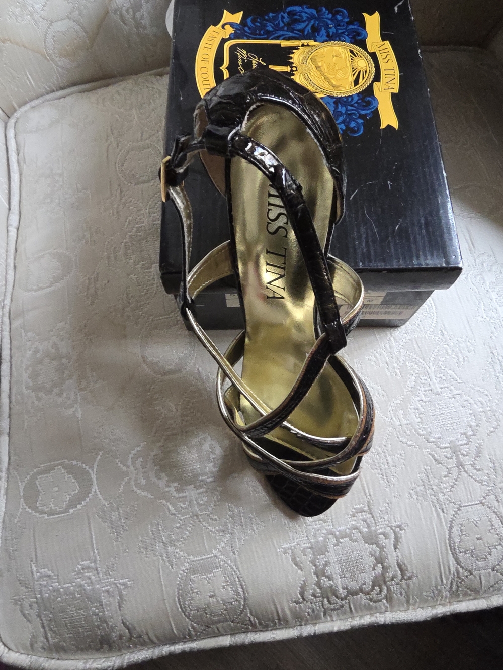 Miss Tina Black Strappy Women's Dress Sandals